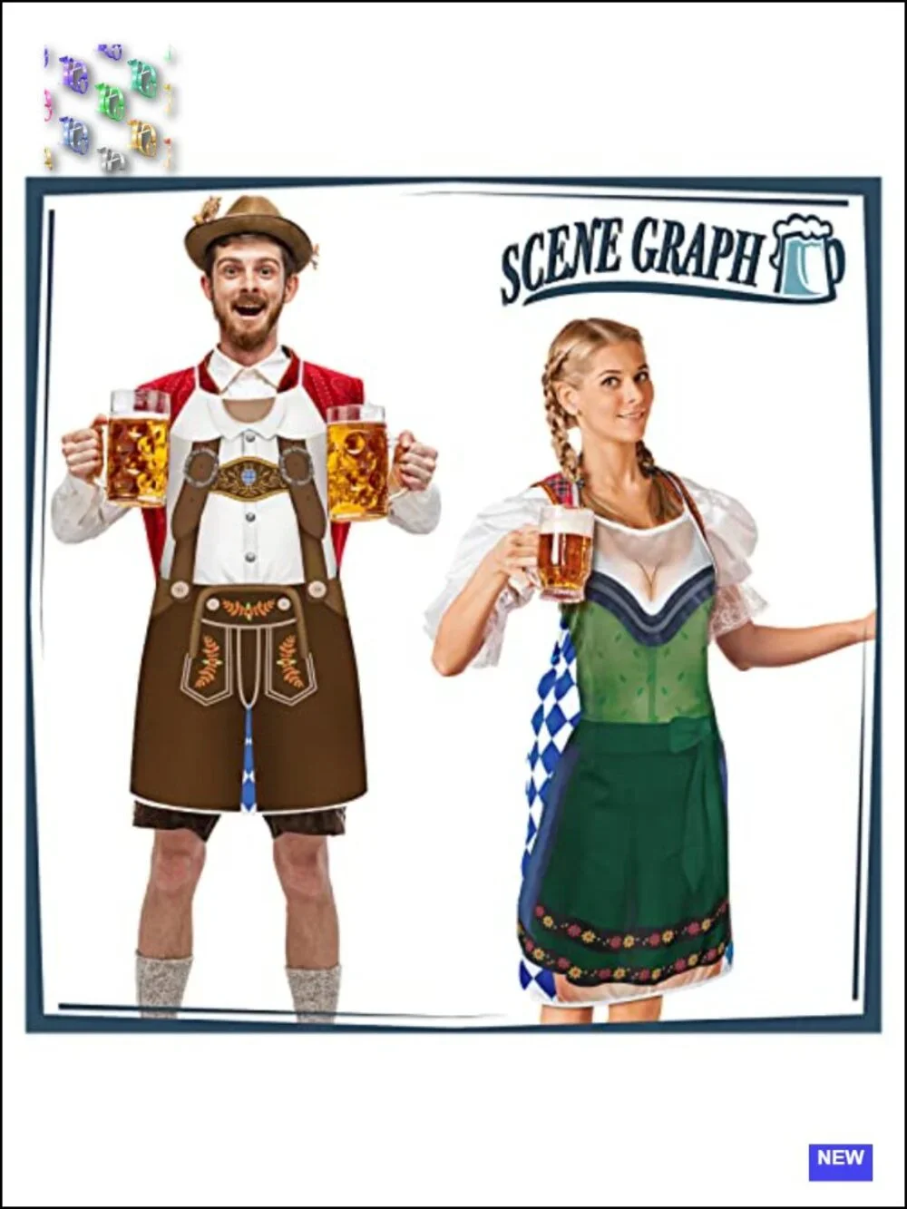 2-Piece German Oktoberfest Apron for Couples Cooking BBQ Party Costume